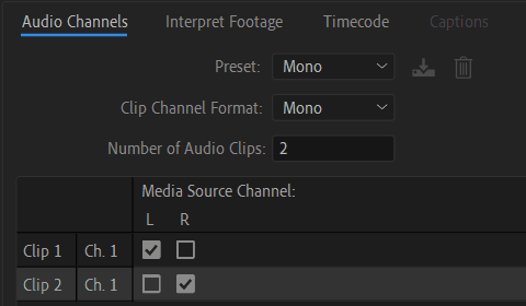 Premiere Pro Audio Channels Setting