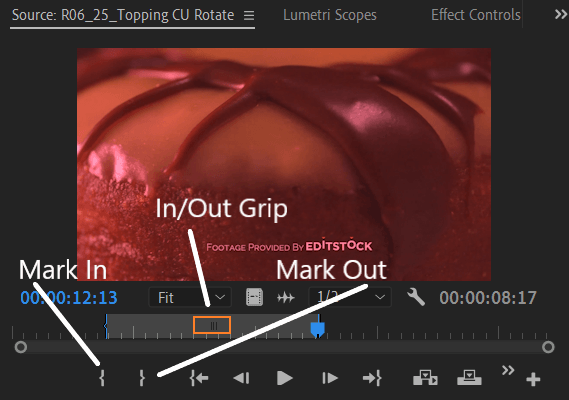 Premiere Pro Source Monitor Marked