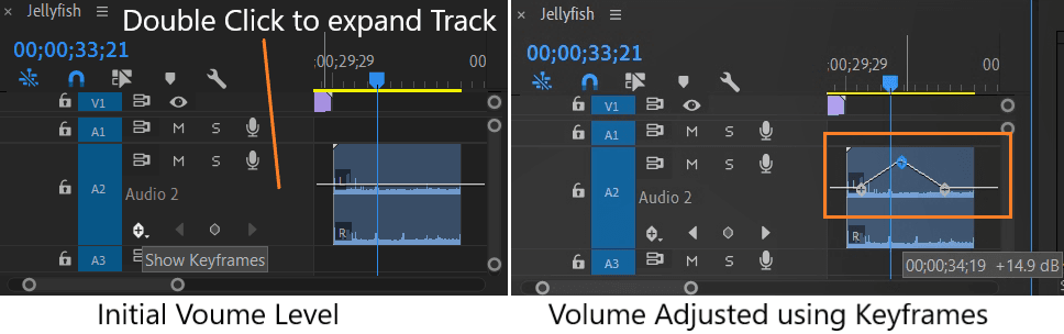 Premiere Pro Volume Adjustment Using Keyframes