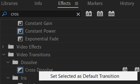 Premiere Pro: Default Transition Effect 