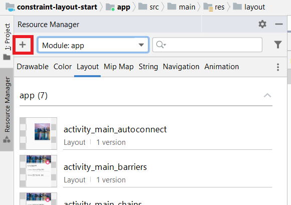 New layout using Resource Manager