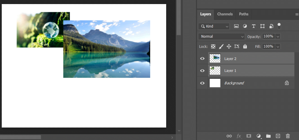 Layer panel showing selected images (left side). What is Layer Group in Adobe Photoshop.