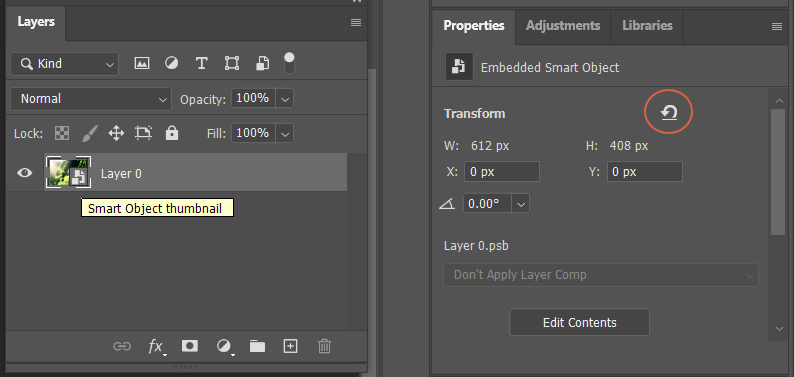 Smart object and its Properties Panel