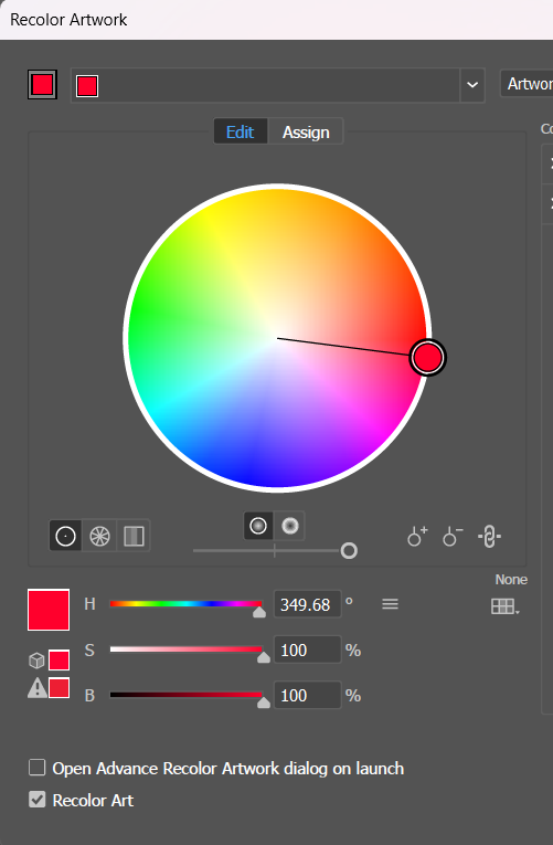 Recolor Artwork panel in adobe illustrator.